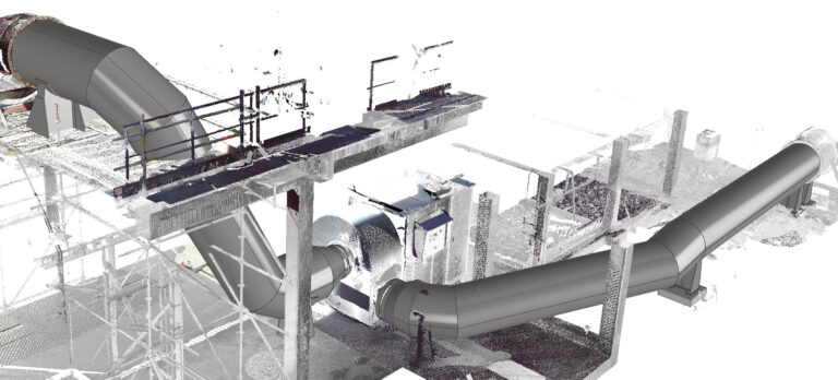 Visualtie van nieuw ontwerp kanaalwerk in as built point cload